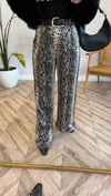 KAHVE 1138 LEOPAR DESEN PANTOLON 