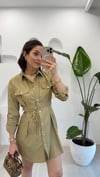 KAHVE 1585 KISA GÖMLEK ELBİSE 