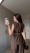 KAHVE 1790 KEMERLİ BLUZ 