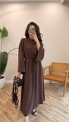 KAHVE 1896 FULAR DETAY ELBİSE