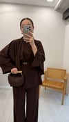 KAHVE 2358 HAKİM YAKA BLUZ TAKIM 