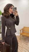 KAHVE 2429 DÜĞMELİ BLUZ 