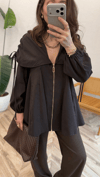KAHVE 2457 İP DETAY CEKET 