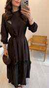 KAHVE 2675 BROŞLU ELBİSE 