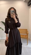 KAHVE 2675 BROŞLU ELBİSE 