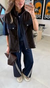 KAHVE 2843 KOT DETAY YELEK TAKIM 