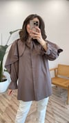 KAHVE 3002 PELERİN DETAY GÖMLEK