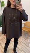 KAHVE 3112 TAŞ DETAY SWEATSHİRT