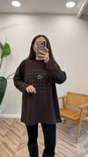 KAHVE 3112 TAŞ DETAY SWEATSHİRT