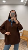KAHVE 3133 KOT GARNİLİ SWEAT