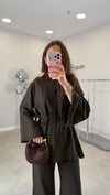 KAHVE 3231 BRODE ŞERİT DETAY TAKIM 