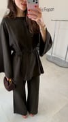 KAHVE 3231 BRODE ŞERİT DETAY TAKIM 