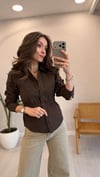 KAHVE 3240 BELDEN OTURTMALI GÖMLEK 