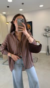 KAHVE 3410 ÇİZGİLİ GÖMLEK 