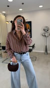 KAHVE 3410 ÇİZGİLİ GÖMLEK 