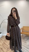 KAHVE 4003 ÇİÇEKLİ ELBİSE 