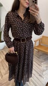 KAHVE 4003 ÇİÇEKLİ ELBİSE 