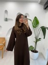 KAHVE 42100 UZUN TRİKO ELBİSE