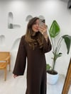 KAHVE 42100 UZUN TRİKO ELBİSE