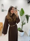 KAHVE 42100 UZUN TRİKO ELBİSE