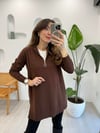 KAHVE 4587 FERMUAR DETAY TRİKO KAZAK