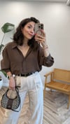 KAHVE 4612 OMZU DÜŞÜK OVERSİZE GÖMLEK