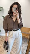 KAHVE 4612 OMZU DÜŞÜK OVERSİZE GÖMLEK
