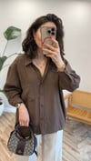 KAHVE 4612 OMZU DÜŞÜK OVERSİZE GÖMLEK