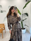 KAHVE 4686 LEOPAR ELBİSE 