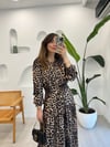 KAHVE 4686 LEOPAR ELBİSE 