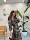 KAHVE 4686 LEOPAR ELBİSE 