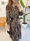 KAHVE 4686 LEOPAR ELBİSE 