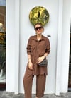 KAHVE 4980 ZIMBA DETAY TENCEL PANTOLON TAKIM