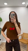 KAHVE 5079 KİRAZ DESEN KAZAK