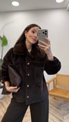 KAHVE 5251 KÜRK YAKA PELUŞ CEKET 