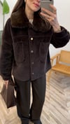 KAHVE 5251 KÜRK YAKA PELUŞ CEKET 