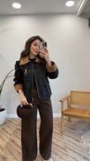 KAHVE 5303 KADİFE YAKA KISA TRENÇ 