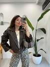 KAHVE 5334 BİKER DERİ CEKET