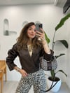 KAHVE 5334 BİKER DERİ CEKET