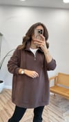 KAHVE 5893 YÜKSEK YAKA SWEATSHİRT 