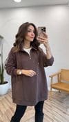 KAHVE 5893 YÜKSEK YAKA SWEATSHİRT 