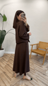 KAHVE 5946 DÜĞMELİ ETEKLİ TAKIM 