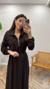 KAHVE  6163 FERMUAR YAKA ELBİSE