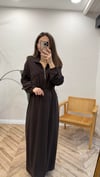 KAHVE  6163 FERMUAR YAKA ELBİSE