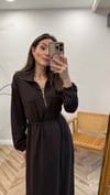 KAHVE  6163 FERMUAR YAKA ELBİSE