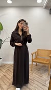 KAHVE  6163 FERMUAR YAKA ELBİSE