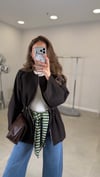 KAHVE 6195 BÜZGÜ DETAY TRENÇ 