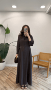 KAHVE 6236 YANDAN KEMER DETAY ELBİSE