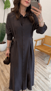 KAHVE 6236 YANDAN KEMER DETAY ELBİSE