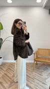 KAHVE 6244 LEOPAR DESEN CEKET 